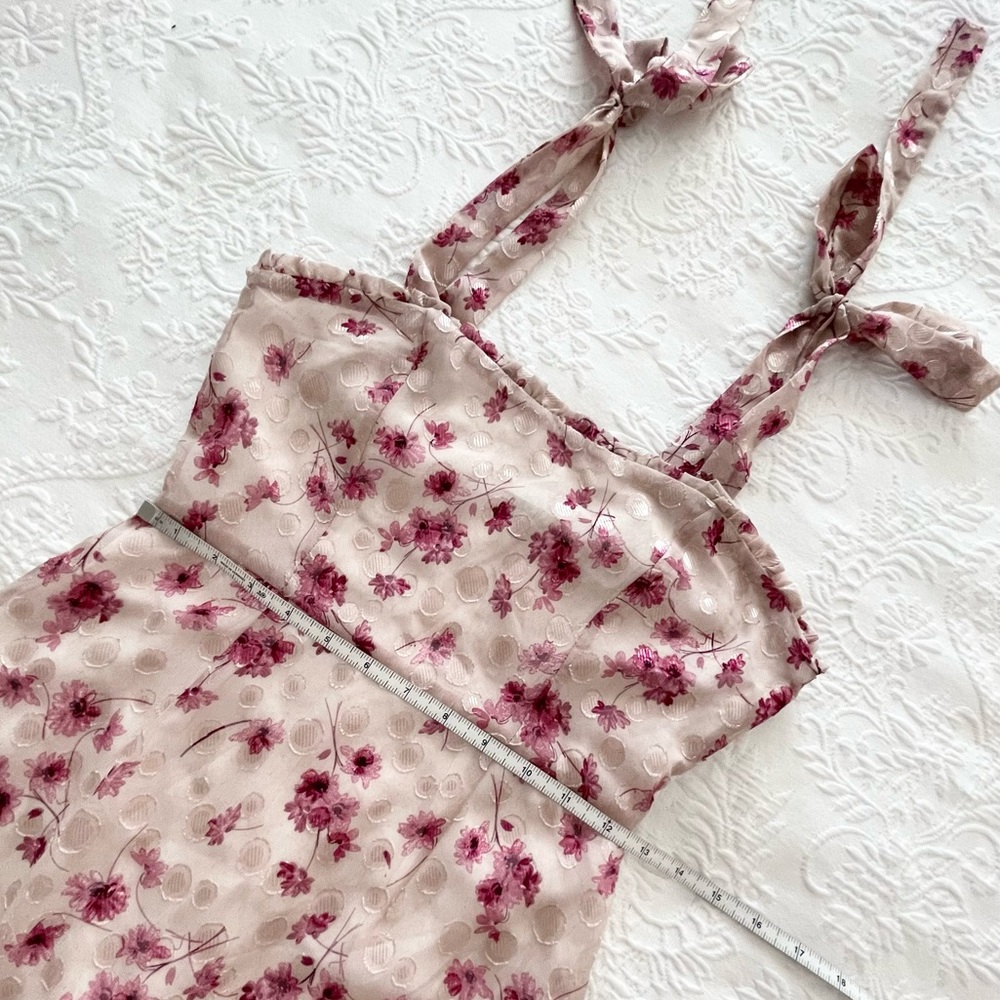 NWOT Lulus Terrace Views Taupe Floral Print Tiered Midi Dress XSMALL - Picture 13 of 15